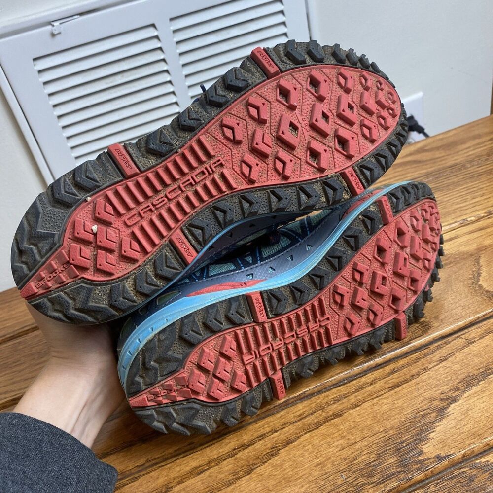 Brooks Cascadia 8 Trail Running Shoes Blue Orange Low Top Size 7 Womens US - Picture 7 of 7